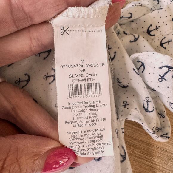 Coliseum Collection-Collared Sleeveless Buttoned Navy Anchor Top-Women’s Medium - Picture 9 of 10